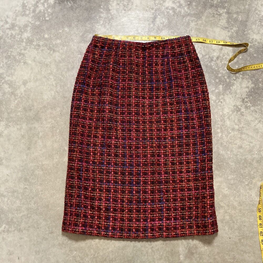 Carlisle Skirt Womens 10 Red Tweed Wool Blend Lined A Line Pencil Office